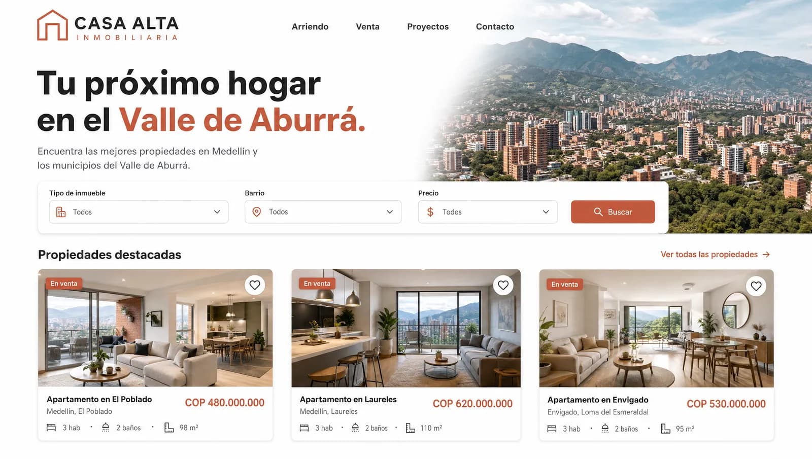 Concepto de diseño: Inmobiliaria con catálogo