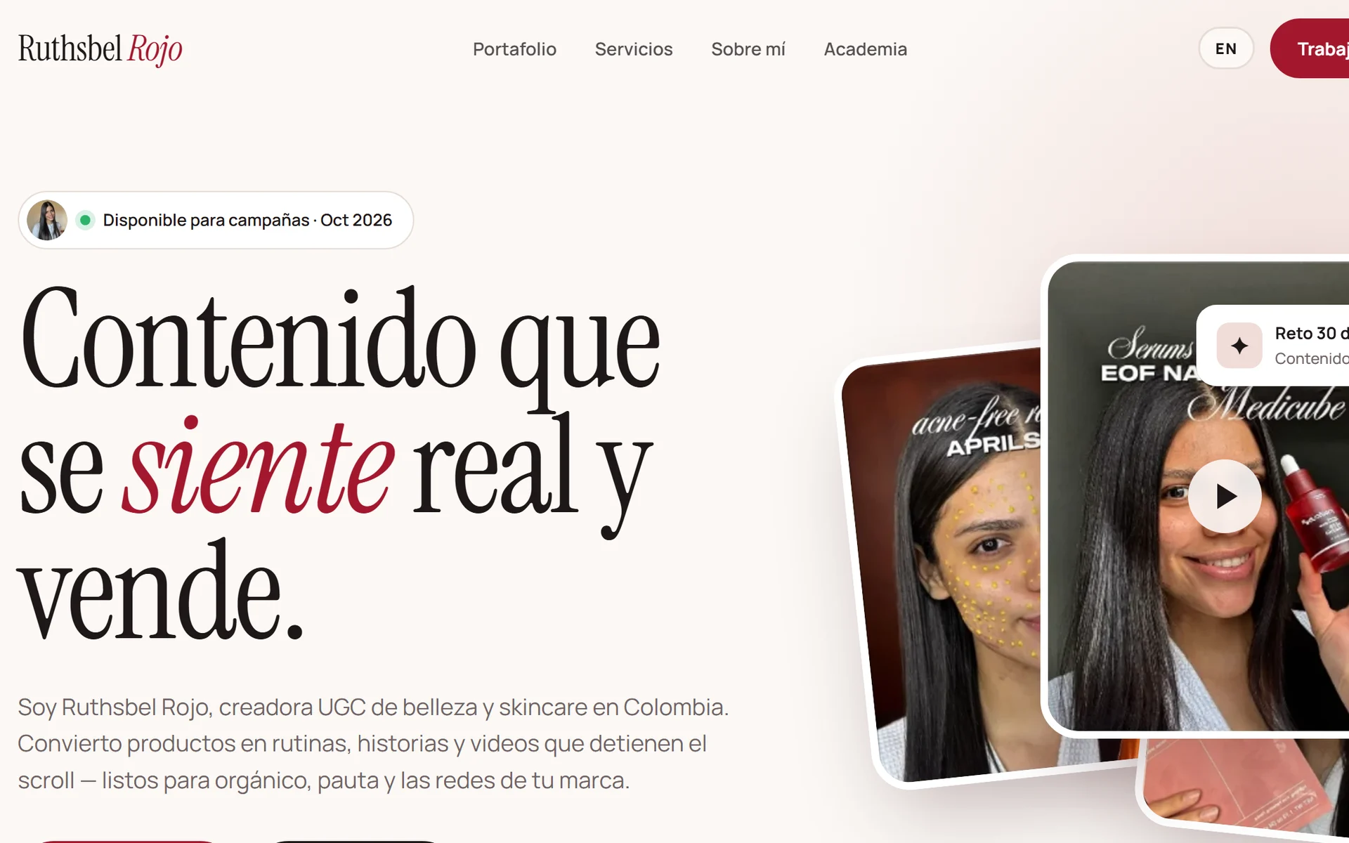 Página de ruthsbelrojo.com